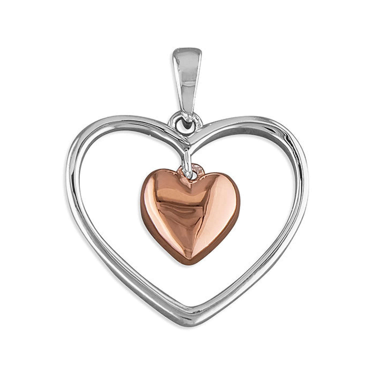 Sterling Silver & Rose Gold Plated Heart Pendant